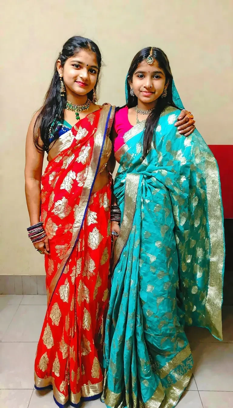 2 indian girls   in saree