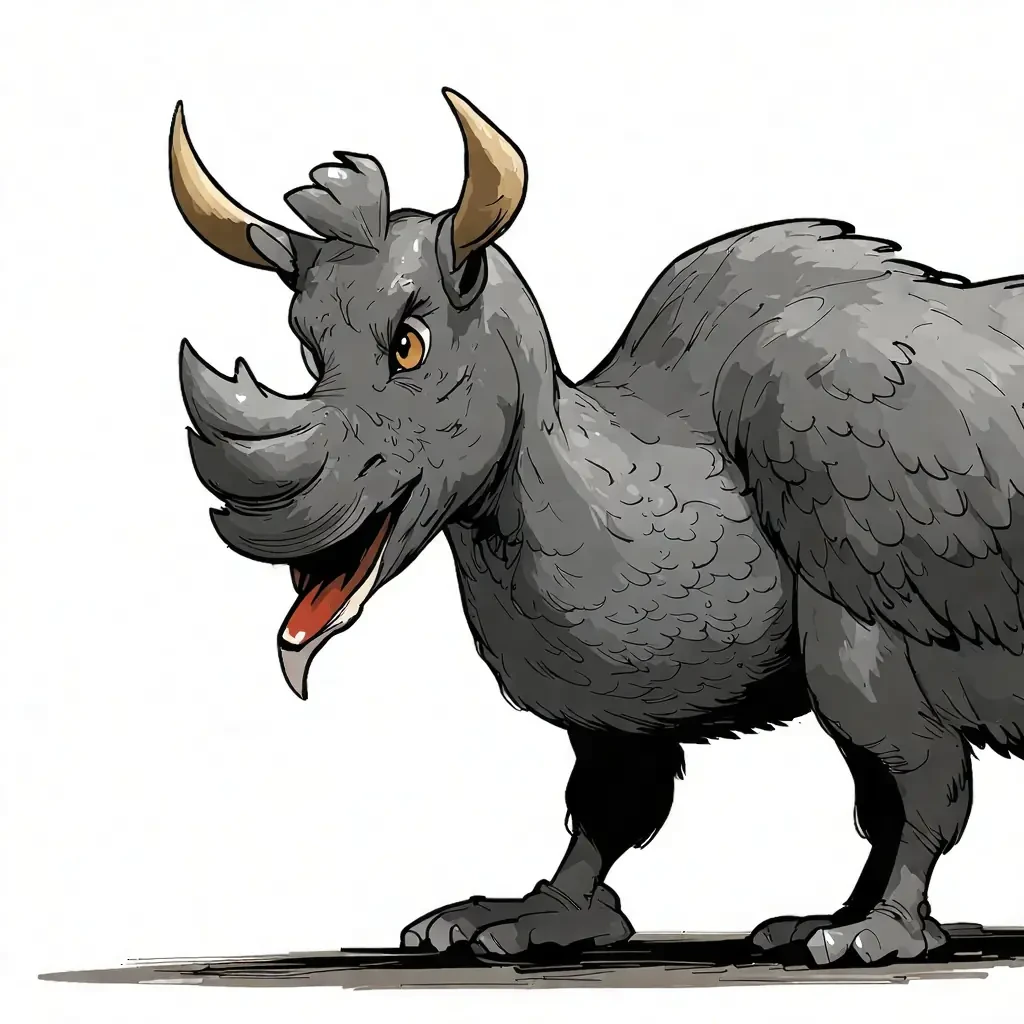 cisne negro y rinoceronte gris en version caricatura