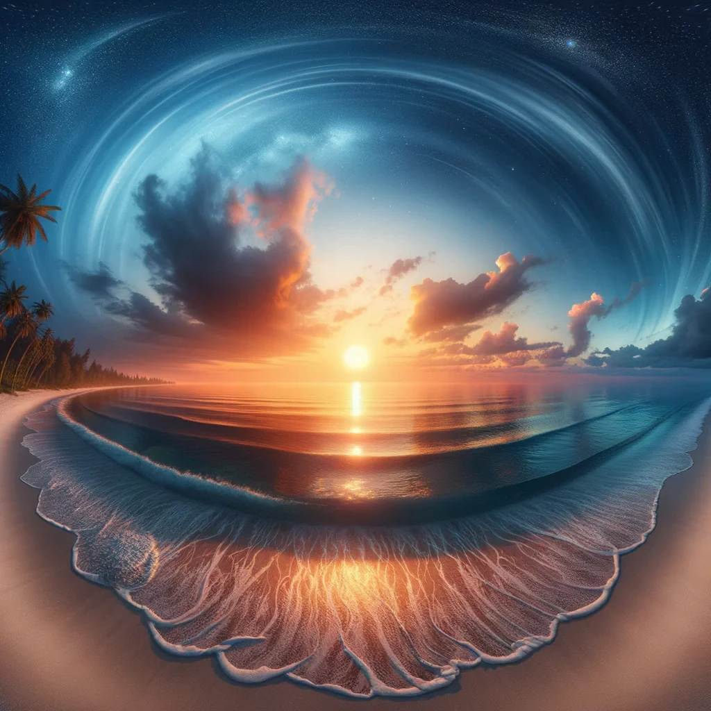 360 photo : beach with sunrise