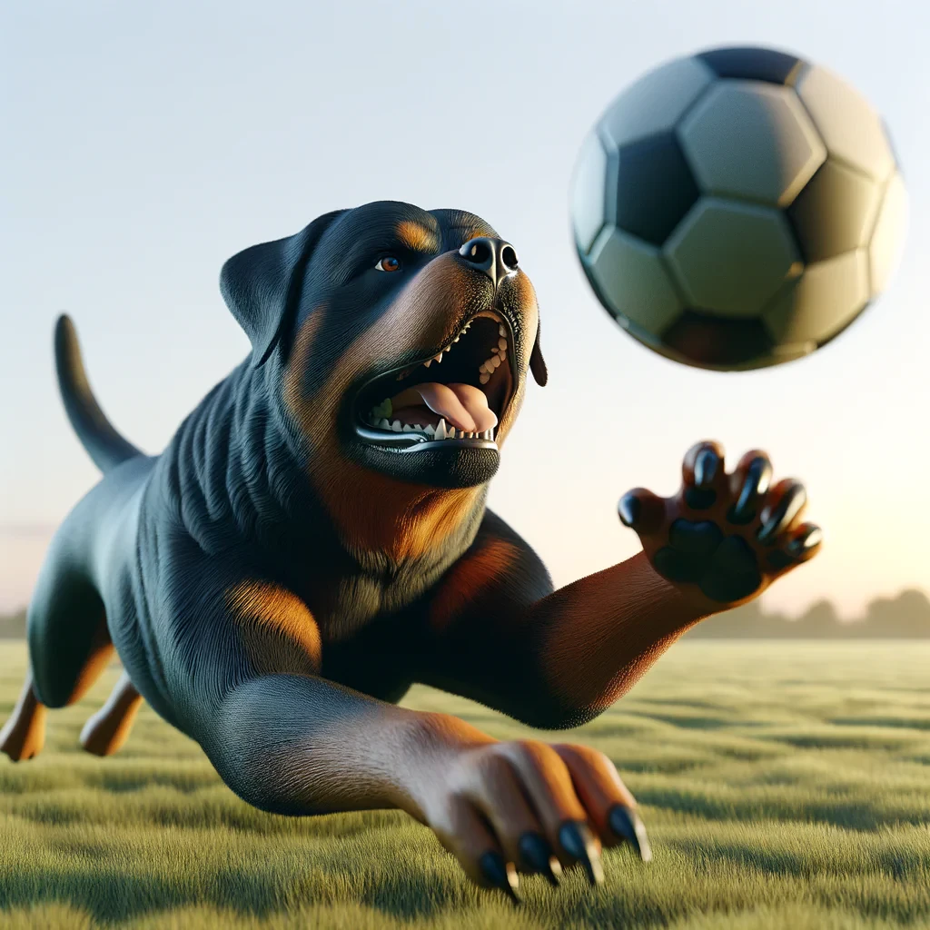 Rottweiler cogiendo una pelota
