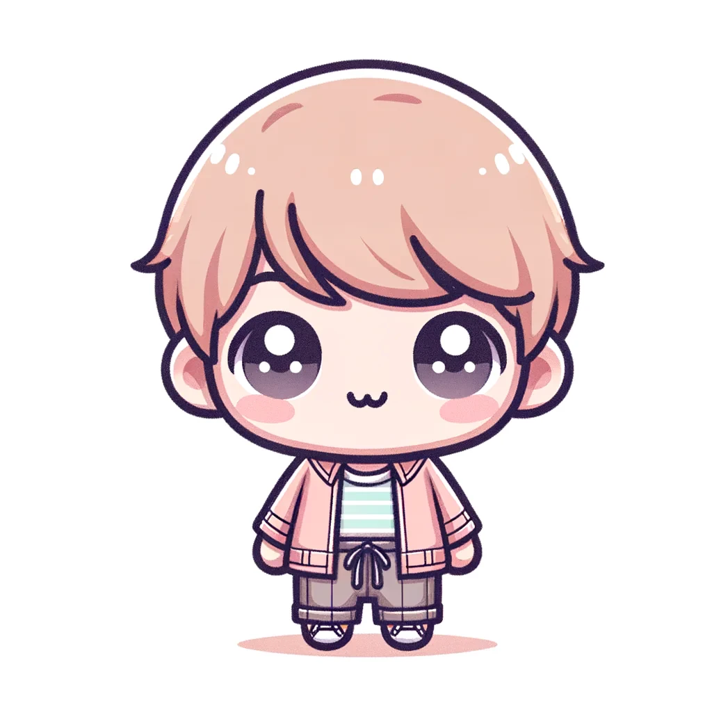 Please design me a small, cute ('chibi') mascot named 'Coccolin Kids'. This mascot must represent our children's apparel line and have soft pastel colors.