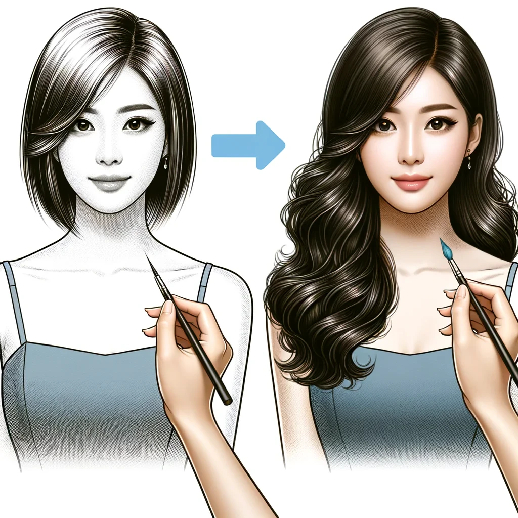 Generate a visual representation of this lady's hairstyle after wearing a wig at the salon.