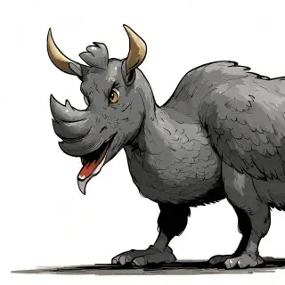 cisne negro y rinoceronte gris en version caricatura