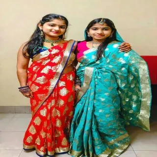2 indian girls   in saree
