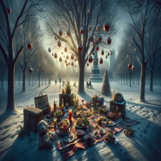 christmas picnic lunch with friends and family