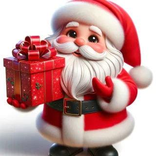 animated santa with gift box