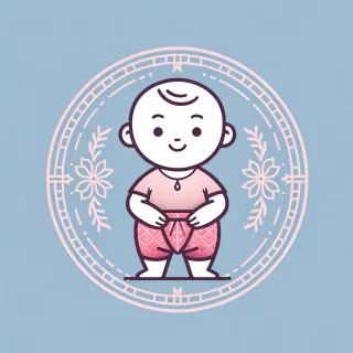 A short girly guy, wearing only a pink diaper