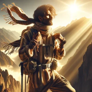 Capture the essence of a nature-loving explorer. Imagine a man wearing layered hiking gear, standing atop a sunlit mountain ridge. Golden sunlight illuminates his face, casting long shadows and accentuating rugged textures in his clothing and skin. Google Gemini can simulate wind movement, subtle lens flare, and natural environmental depth, making every detail—from loose hair strands to distant mountains—photorealistic. The pose is dynamic, perhaps with arms raised or leaning on a trekking pole, giving a sense of scale and adventure. This prompt appeals to creators emphasizing lifestyle, fitness, and outdoor aesthetics.