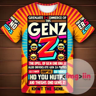 Immagine e-commerce di T-schirt epica e demenziale come un meme per la genz