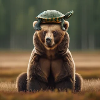 turtle on a bear