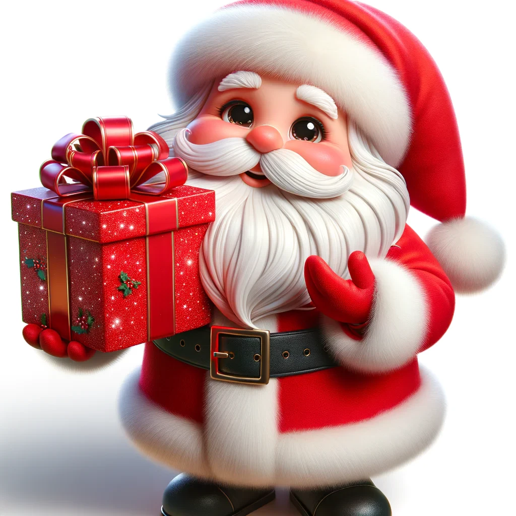 animated santa with gift box